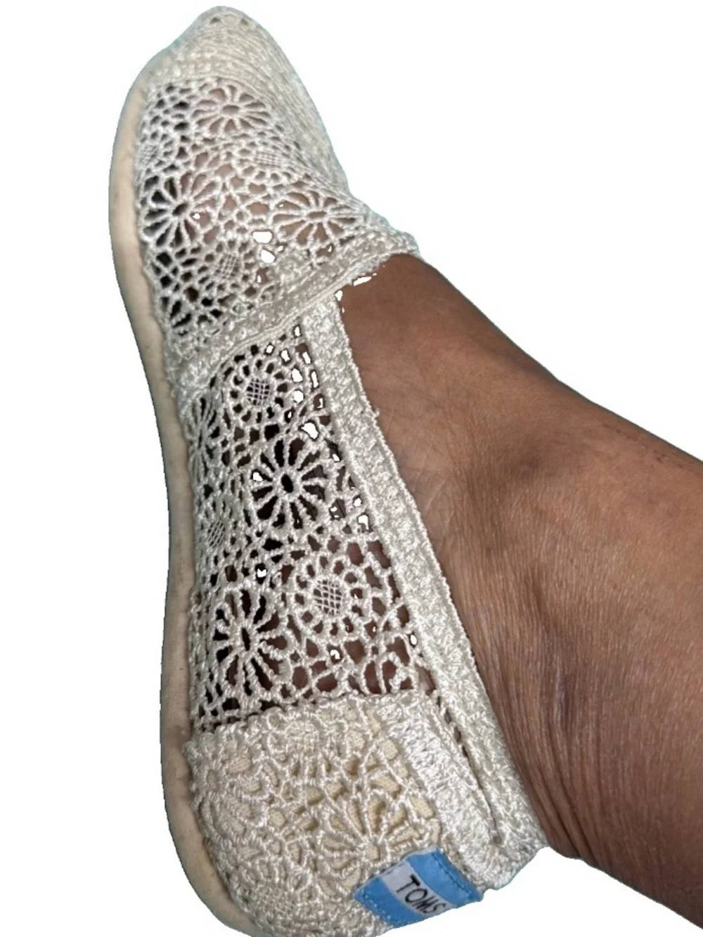 TOMS Women's Ivory Crochet Slip-On Shoe 8W